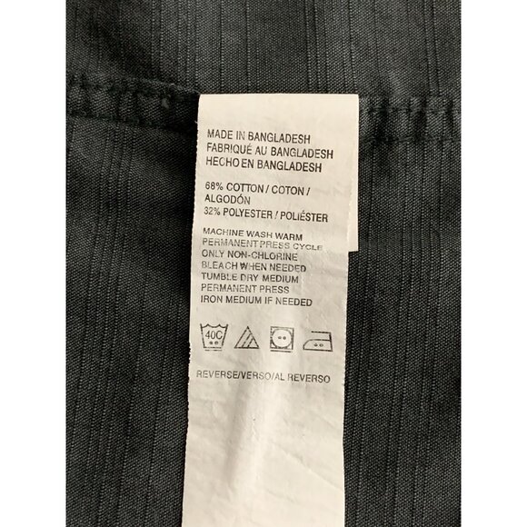Van Heusen Mens Short Sleeve Button-Up Shirt L/G 16-16.5 Gray Striped - Picture 8 of 9